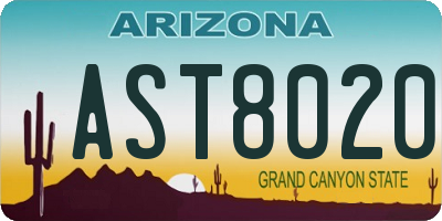 AZ license plate AST8020