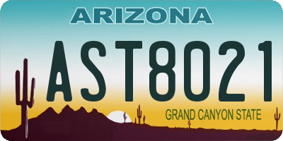 AZ license plate AST8021