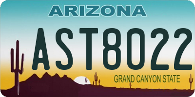 AZ license plate AST8022