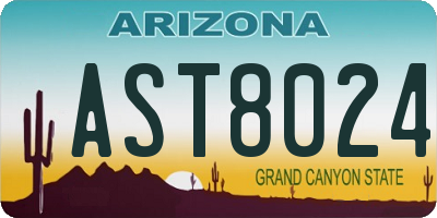 AZ license plate AST8024