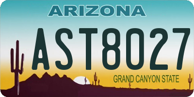 AZ license plate AST8027