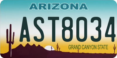 AZ license plate AST8034