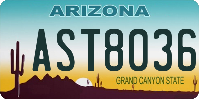 AZ license plate AST8036