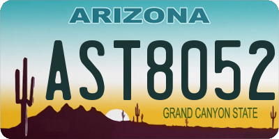 AZ license plate AST8052