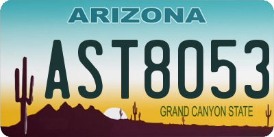 AZ license plate AST8053