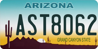 AZ license plate AST8062