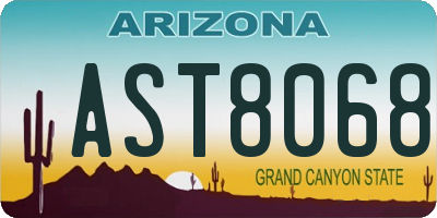 AZ license plate AST8068