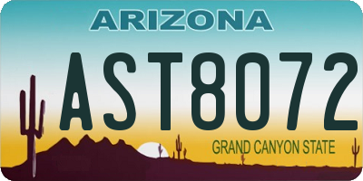 AZ license plate AST8072