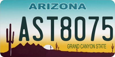 AZ license plate AST8075
