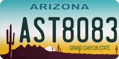 AZ license plate AST8083