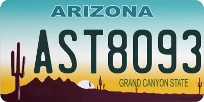 AZ license plate AST8093