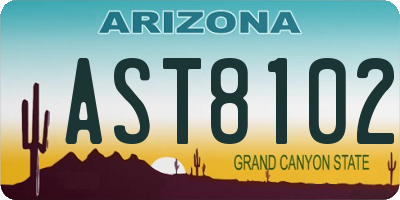 AZ license plate AST8102