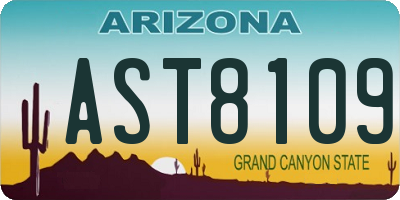AZ license plate AST8109