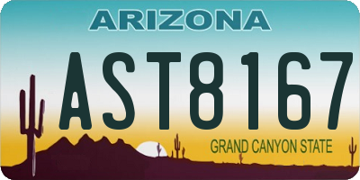 AZ license plate AST8167