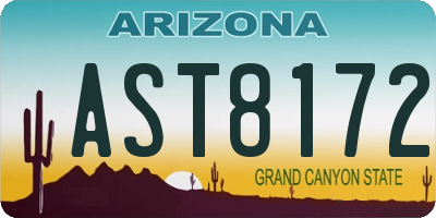 AZ license plate AST8172