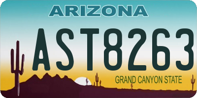 AZ license plate AST8263