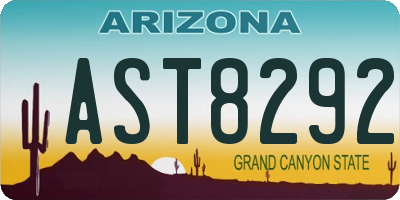 AZ license plate AST8292