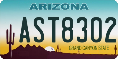 AZ license plate AST8302