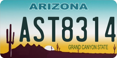 AZ license plate AST8314