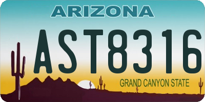 AZ license plate AST8316