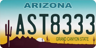 AZ license plate AST8333