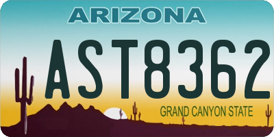 AZ license plate AST8362