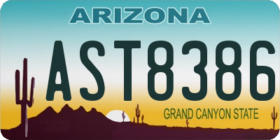 AZ license plate AST8386