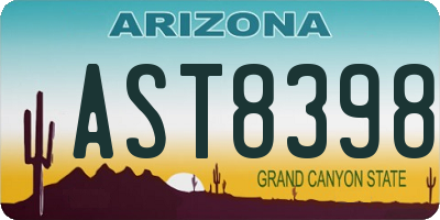 AZ license plate AST8398