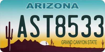 AZ license plate AST8533