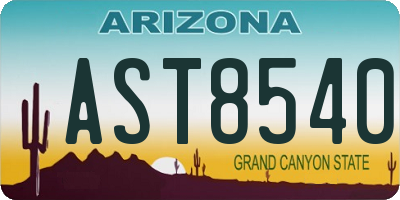 AZ license plate AST8540