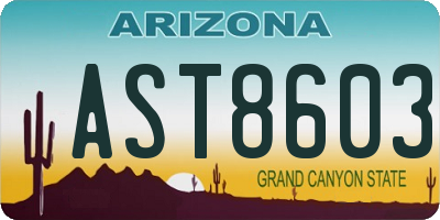 AZ license plate AST8603