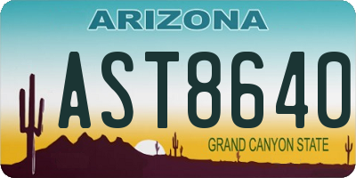 AZ license plate AST8640