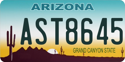 AZ license plate AST8645
