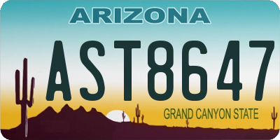 AZ license plate AST8647