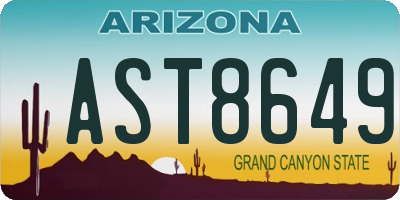 AZ license plate AST8649