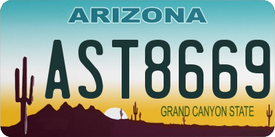 AZ license plate AST8669