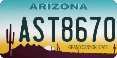 AZ license plate AST8670