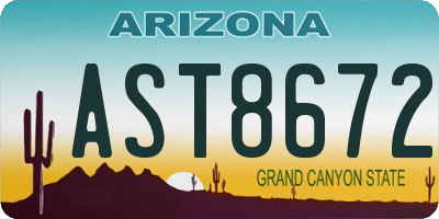 AZ license plate AST8672