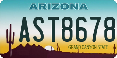 AZ license plate AST8678