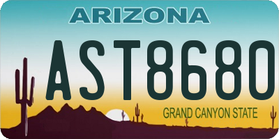 AZ license plate AST8680