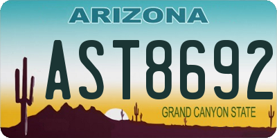 AZ license plate AST8692