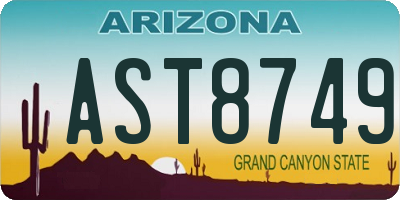 AZ license plate AST8749