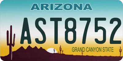 AZ license plate AST8752