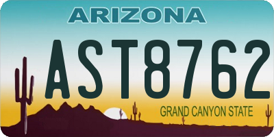 AZ license plate AST8762