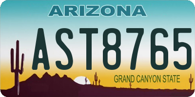 AZ license plate AST8765