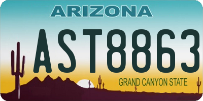AZ license plate AST8863