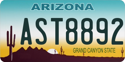 AZ license plate AST8892
