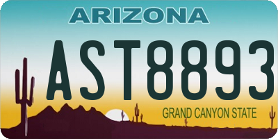 AZ license plate AST8893
