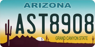 AZ license plate AST8908
