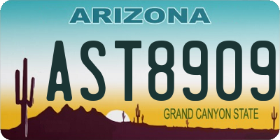 AZ license plate AST8909